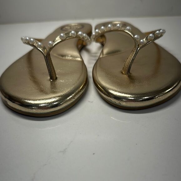 NWOT Soléi Sea Gold Pearl-Embellished INDIE SOLID METALLIC GOLD WITH PEARLS - Picture 11 of 13